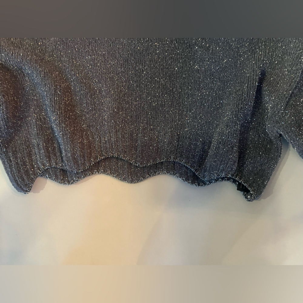 Zara Grey Silver Crop Sparkle Sweater - Picture 4 of 11